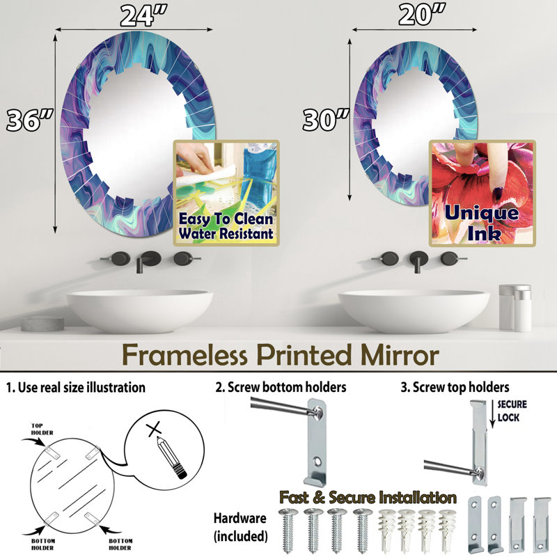Miroir mural Gerscow, 30 po x 20 po