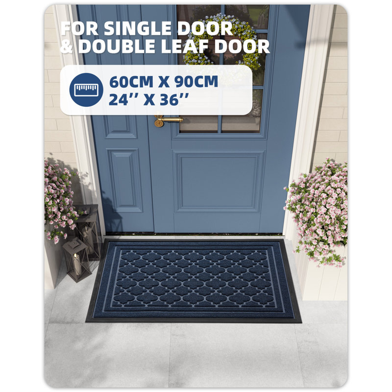 Ingelbert Personalizable Non-Slip Doormat, Blue, 24" W x 36" L