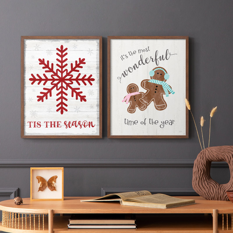 Tis the Season flocon de neige - reproduction encadrée de qualité supérieure - prête à être accrochée - aucun clou requis - aucun clou requis