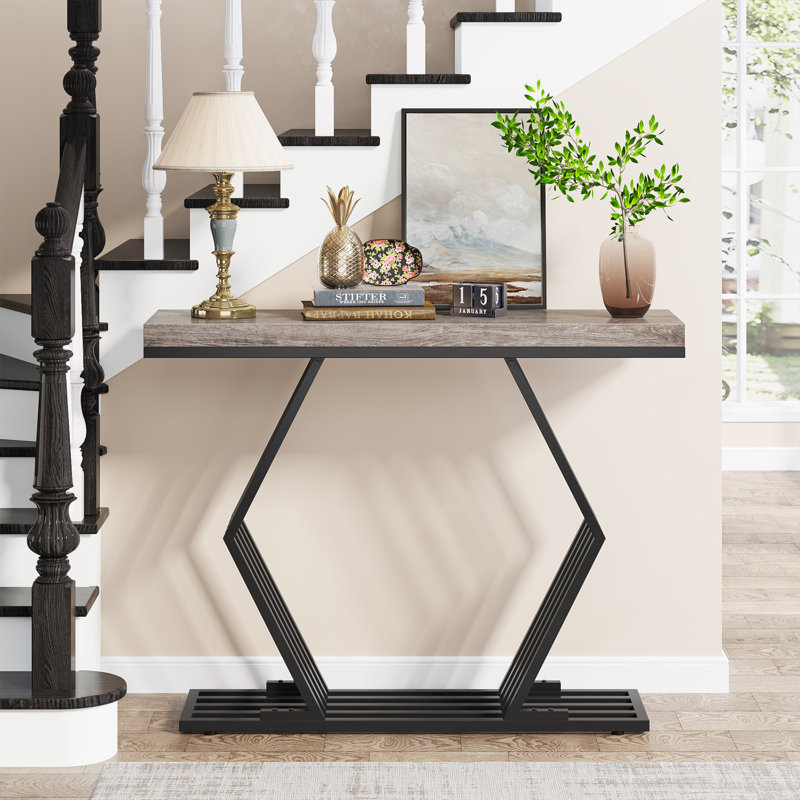 Bynes Console Table, Grey, Black