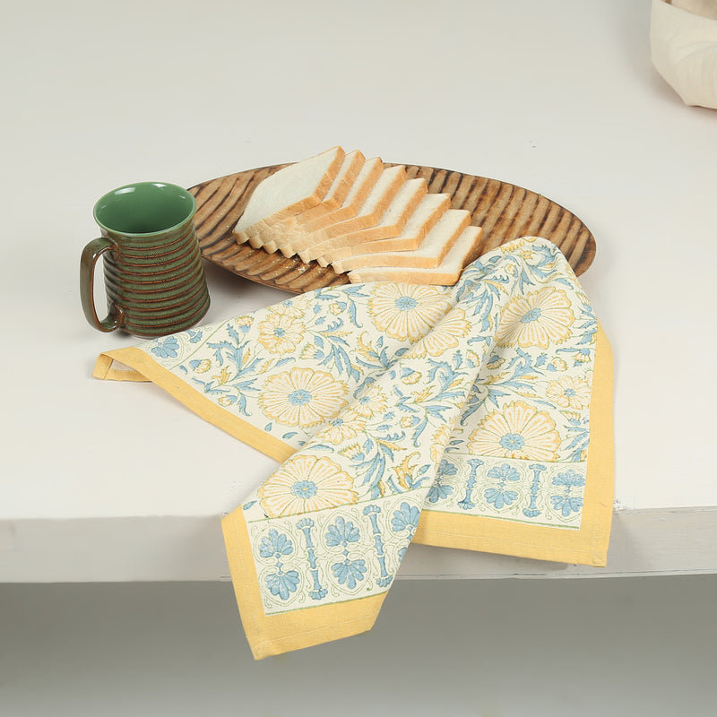 Ensemble de 2 serviettes de cuisine BLOOM, Jaune