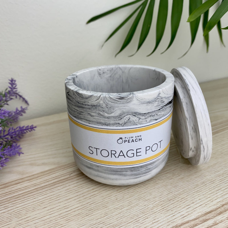 Jesmonite Grey Smooth Storage Pot
