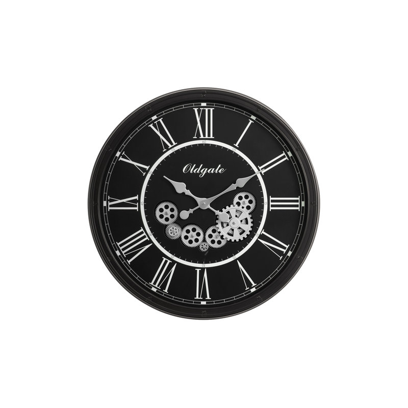 Horloge, 30 po, mécanisme d'engrenage, grande horloge murale, noir, transitionnel