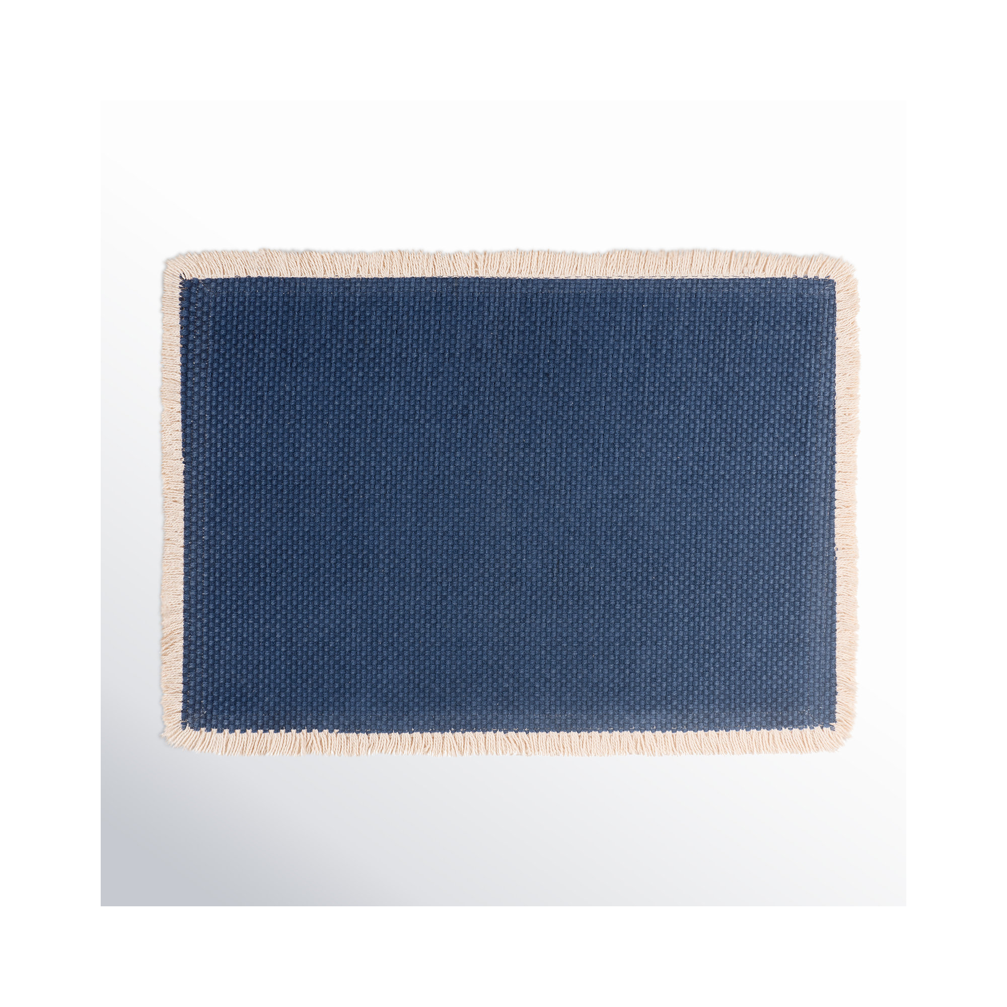 Verona 100% Cotton Woven Set Of 4 Placemats With Fringe Trim-13" X 19" In Dutch Blue, Dutch Blue