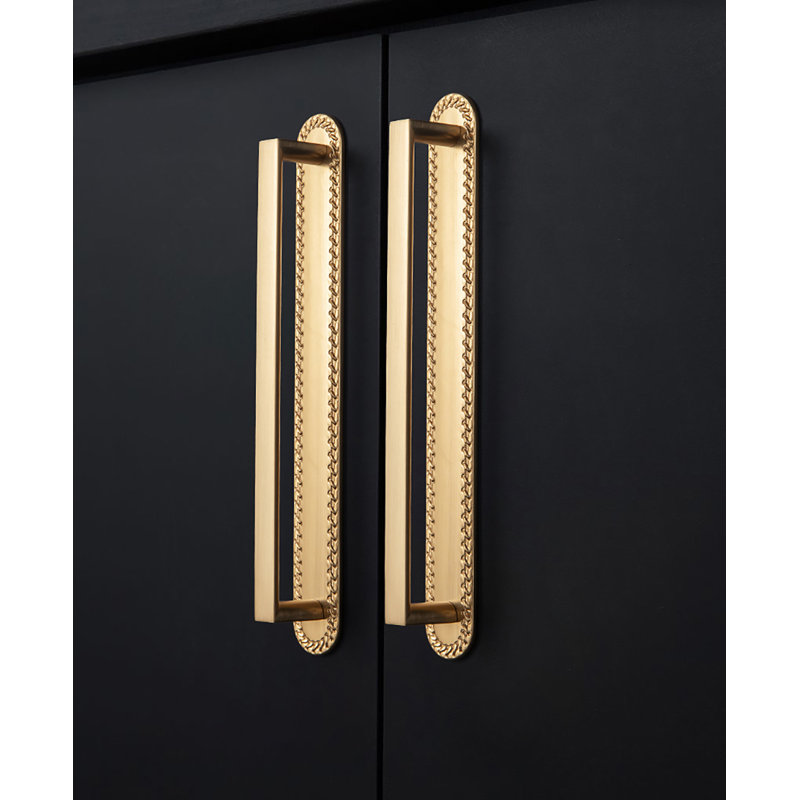 Poignée de bar classique avec contre-plaque (G016), 7 3/5", Bronze champagne