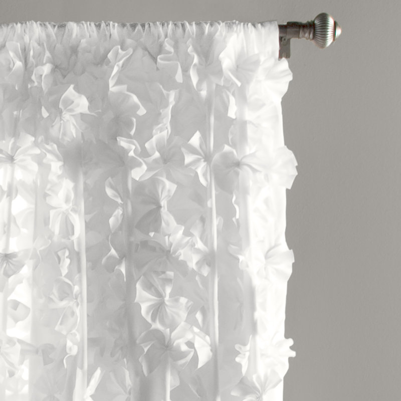 Semi Sheer Curtain Single Panel, White, Width 137 x Drop 305 cm