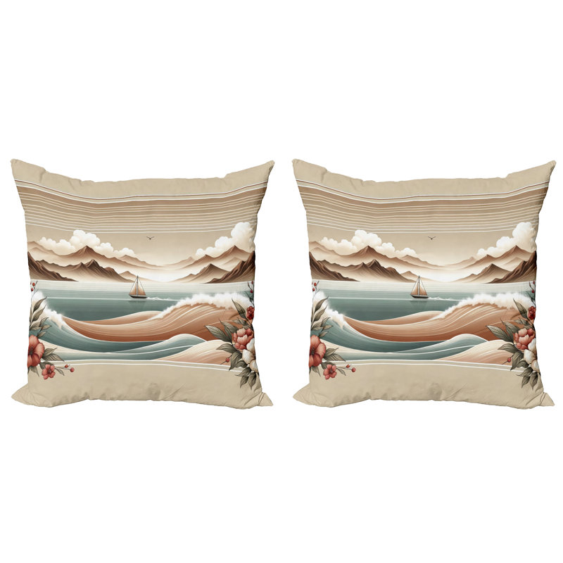 429449_Ambesonne Housse de coussin nautique 2Pack Serene Horizon, H 20 po x l 20 po