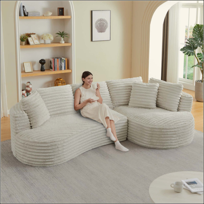 Canapé modulaire surdimensionné moderne en forme de L surdimensionné, design minimaliste, canapé-lit confortable pour les salons, les appartements et les espaces de réception, aucun assemblage requis
