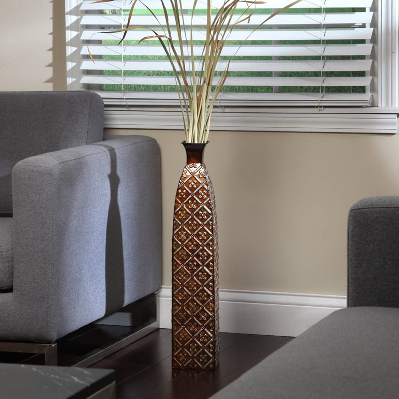 Vase de plancher en métal multicolore Hosley de 24,5 pouces de hauteur. Cadeau idéal pour les arrangements floraux, les mariages, les fêtes, le spa, le reiki, les réglages de méditation et les fleurs séchées