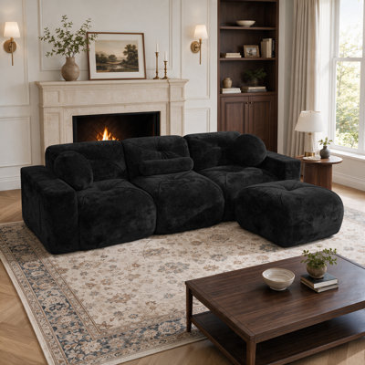 Velvet Boneless Modular Sectional Couch for Living Room No Assembly Required