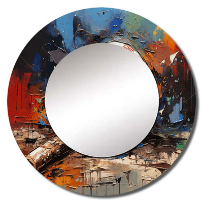 Baseball Collage II - Baseball Wall Mirror, Modern Round Decorative Mirror, Printed Metal Art