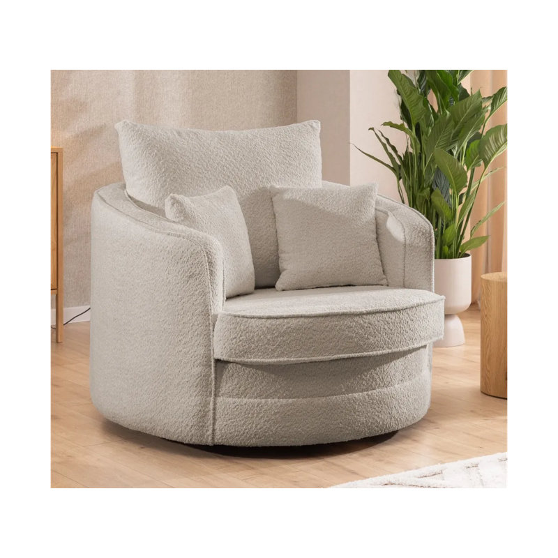 Ted I Upholstered Swivel Armchair, Beige