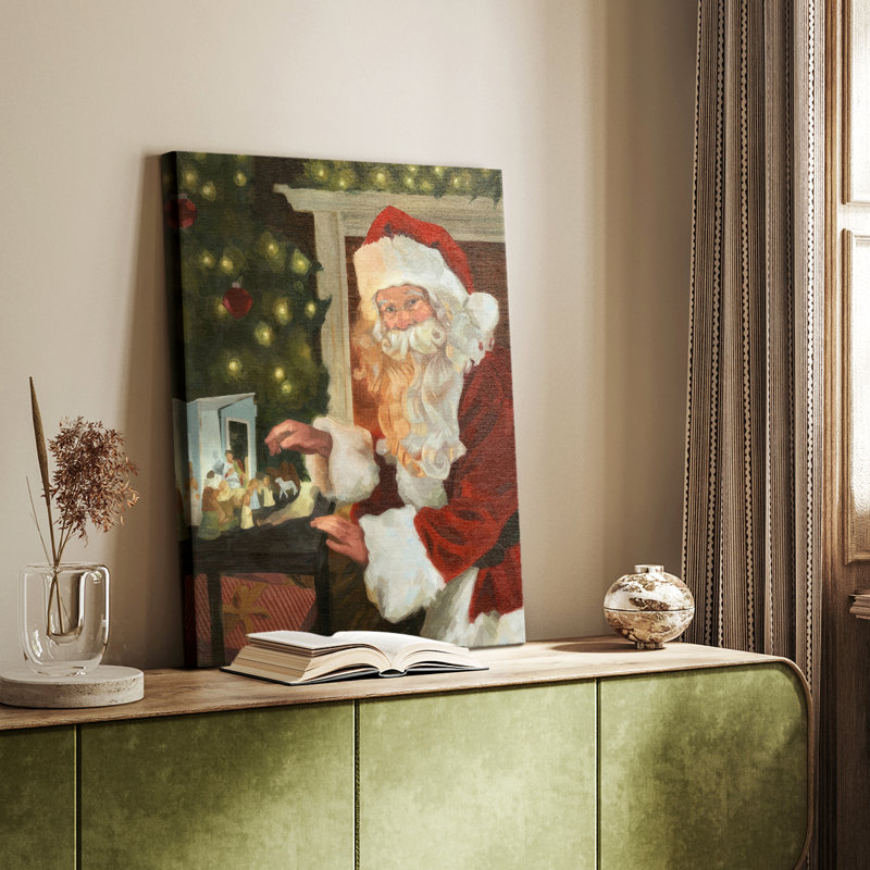 Saint Nick et la Nativité - galerie Cavas sur mesure, H 27 po x l 18 po