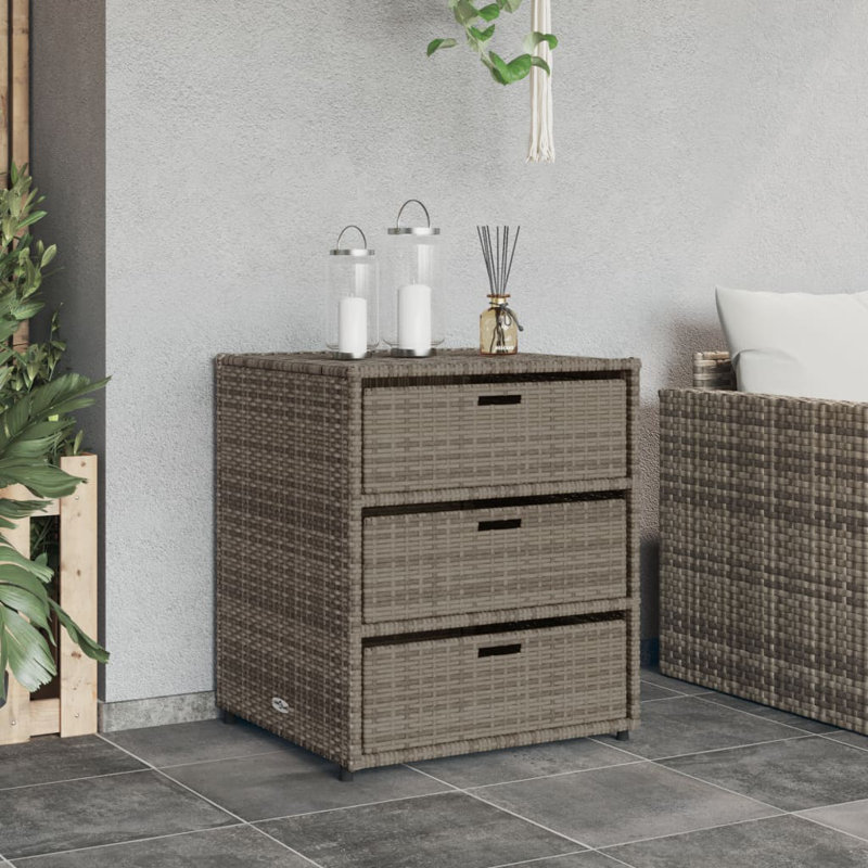 Garden Storage Cabinet 55X59x69 Cm Poly Rattan, Grey