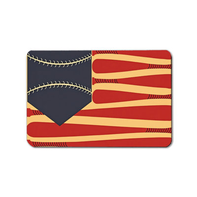 Tapis d'entrée de baseball patriotique Jour de l'Indépendant 24 po x 36 po intérieur / extérieur rouge / bleu