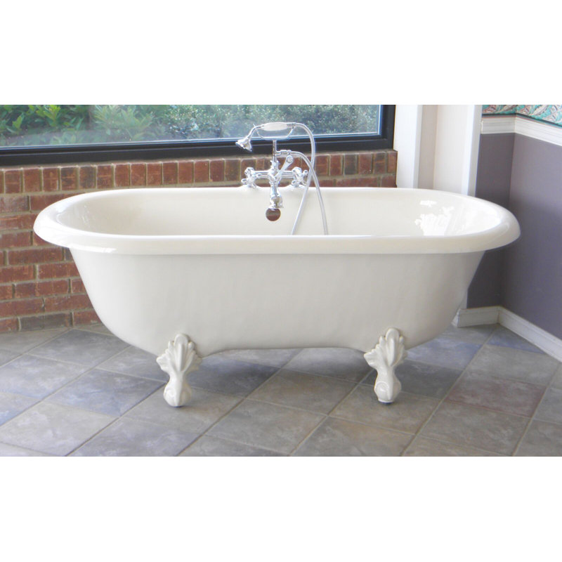 Marquise 66" x 30" Clawfoot Soaking Bathtub , White