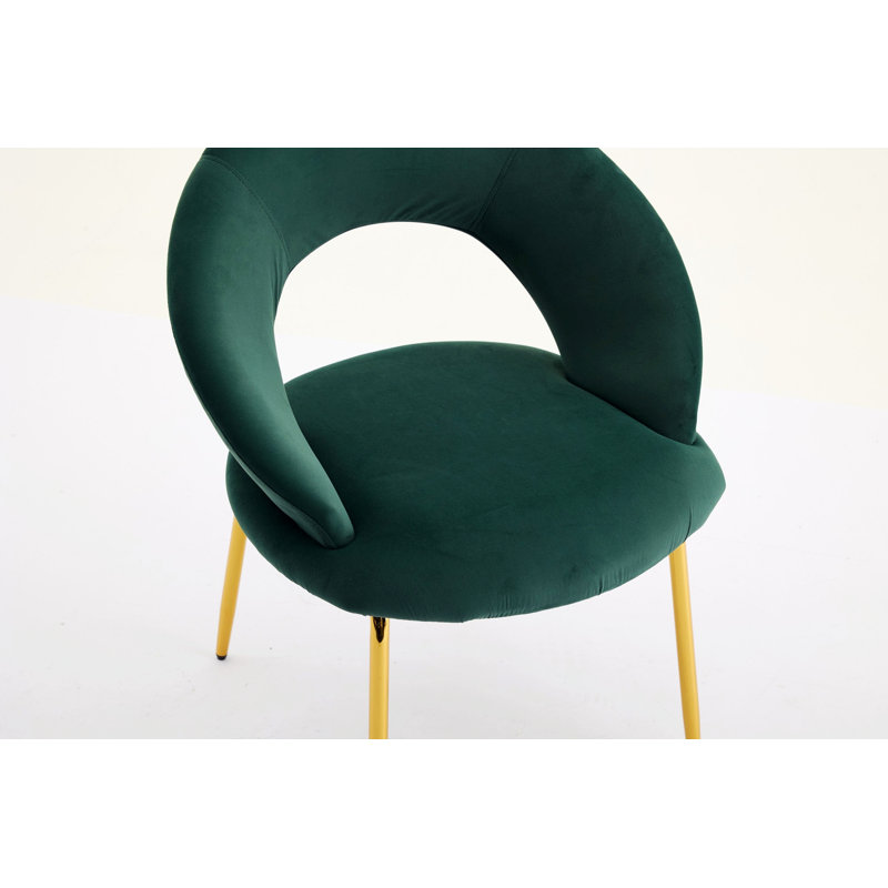 Chaise de salle à manger simple, chaise d'appoint avec dossier incurvé et pieds en métal, Vert