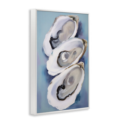 Three Oyster Shells Framed Giclee Art by Petal Prints Design