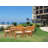 6 - Person Teak Wood Patio Dining Set with Rectangular Table , Cushions Included