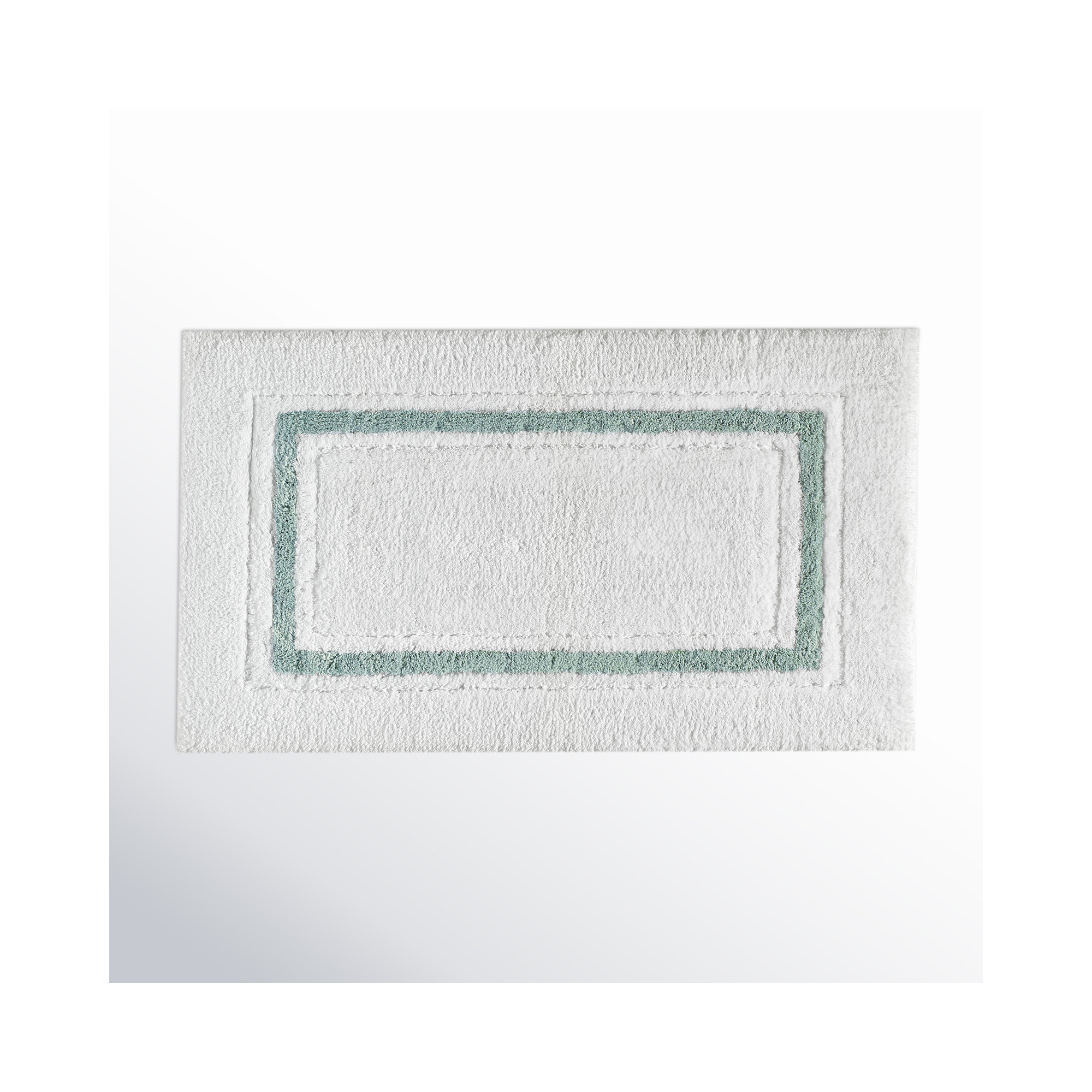 Louise Cotton Blend Non-Slip Bath Rug, White/Seafoam, 20" W x 30" L