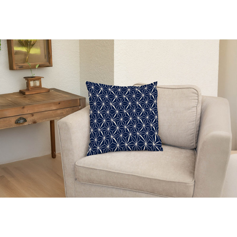 Coussin décoratif Asanoha Star, Bleu marine foncé, Carré 26 po