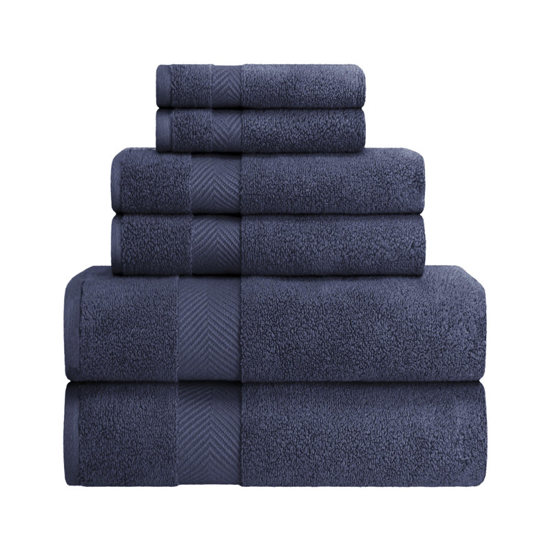 Blue Nile Mills Zero Twist 100% Cotton Ultra Soft 6-Piece Towel Set, Midnight Blue