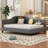 L-Shaped Daybed In Gray With Solid Wood Construction, Full Size - Longevity Linen Legs Gray, Contemporary Appeal-212494077