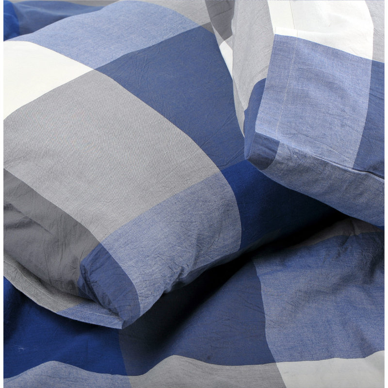Ensemble de housse de couette en coton lavé de 3 pièces Buffalo, Bleu royal, Housse de couette grand et 2 taies décoratives