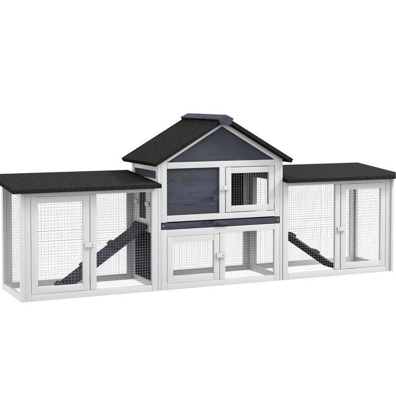 Rabbit Cottage - Spacious & Functional, Dark Gray 83"L Coop Solid, Convenient,