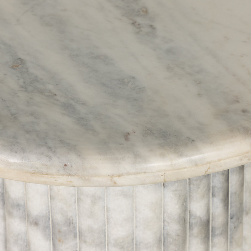 Oranda Marble End Table, Polished White