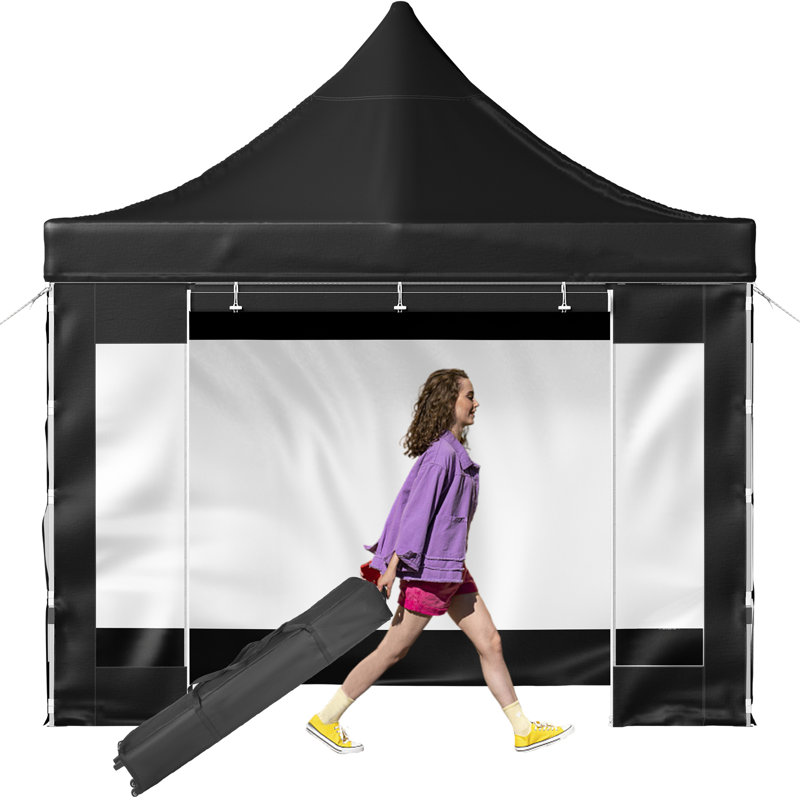 Black 10x10 Ft Pop-Up Canopy Tent with Transparent Sidewalls