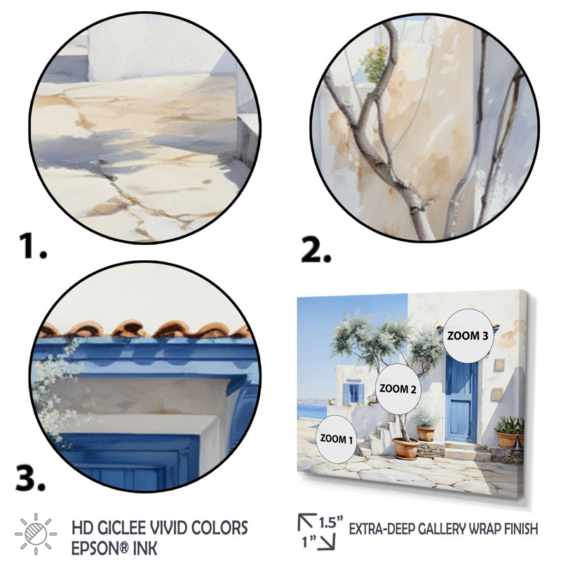 Welke, Grèce, Cycladic Harmony II - Grèce, art mural, H 24 po x l 32 po x P 1 po, Toile tendue