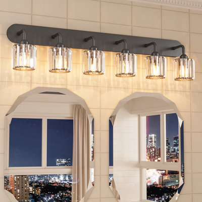 Dimmable Bathroom Vanity Light with Crystal Shade