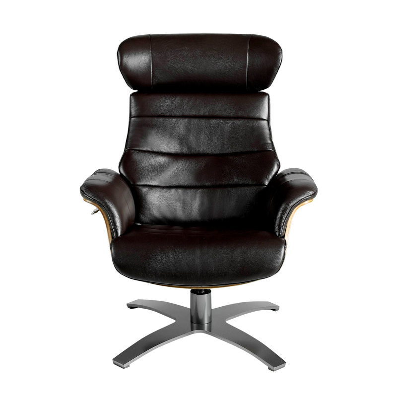 Chocolate  leather swivel recliner armchair, Black