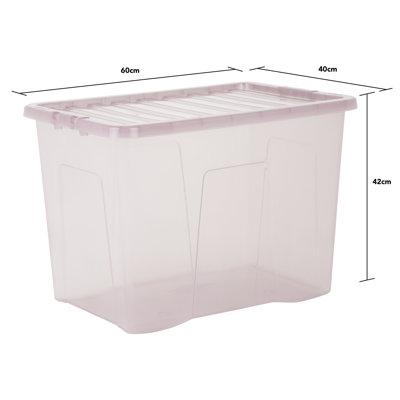 Wham Crystal 80L Plastic Storage BoxesTint Dusky