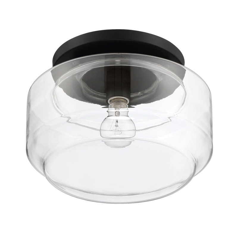 Plafonnier semi-encastré 1 lumière Peri, H 8po x l 12 po x P 12 po, Noir