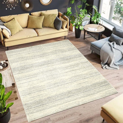 Tapis blanc et gris 2 pi 7 po x 5 po Sueno
