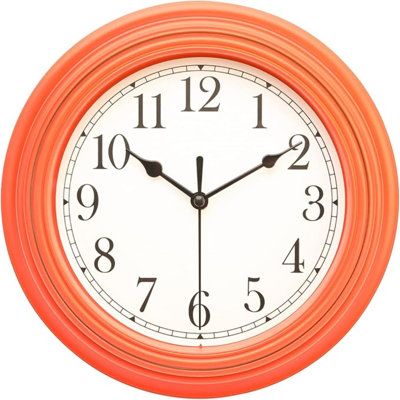 Silent Wall Clock Kitchen 9 Inch Retro Non-Ticking Decorative Bedroom Office Wall Clock-Orange