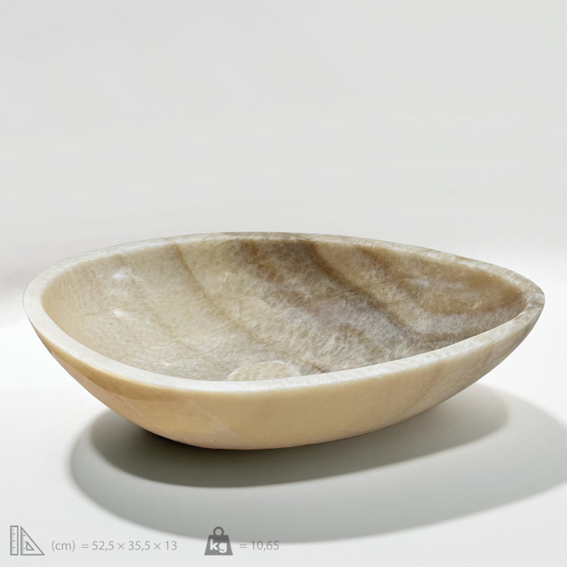 Honey Onyx Marble Vessel Sink - Elegant Oval Design with Translucent Quality