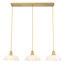 Luminaire suspendu 3 lumières pour îlot de cuisine, abat-jour en verre pétale blanc fabriqué à la main avec finition laiton brossé, luminaire de salle à manger réglable