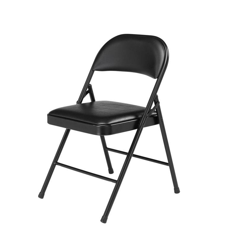Chaise pliante rembourrée en vinyl Commercialine, Noir