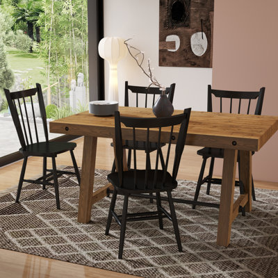 Ensemble de salle à manger Modern Farmhouse - Table en pin récupéré et chaises en bois d'hévéa - Rustic Industrial