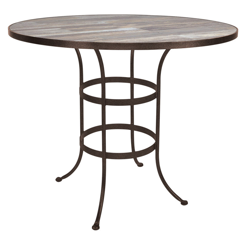 Outdoor Round Counter Table, Pallazo White, Graphite, 42.5" H x 42" W x 42" D 