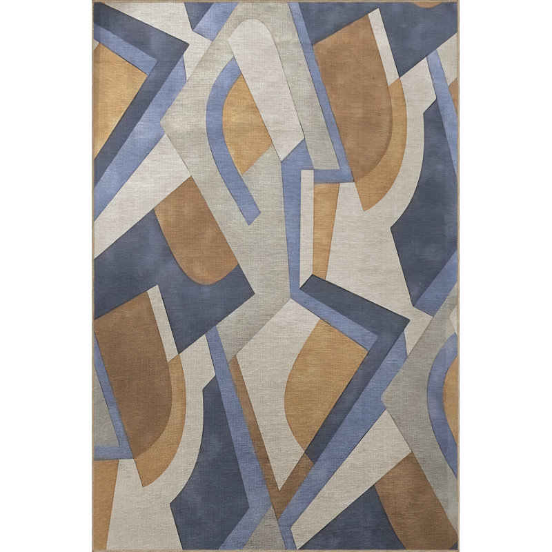 Tapis décoratif moderne multicolore à motif géométrique abstrait, Tapis de couloir 3 pi 3,37 po x 6 pi 6,74 po