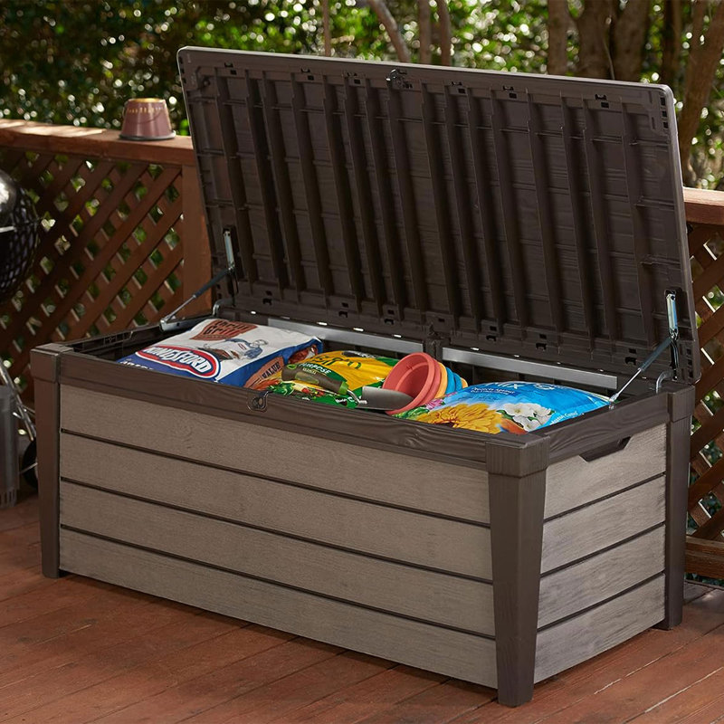Keter Brown Lockable Plastic Wicker Outdoor Deck Box