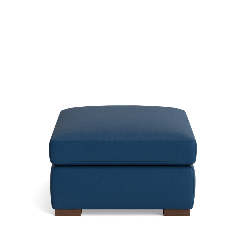 Lucca Ottoman, Leather - Deep Blue
