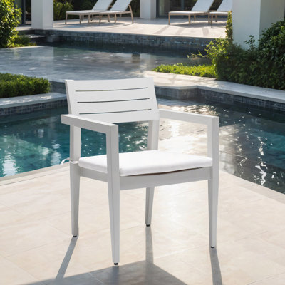 Outdoor Patio Modern Aluminum Stationary Dining Chairs 4Pcs With Outdoor-Grade Sunbrella Fabric Cushions, Tapered Feet by Corrigan Studio
