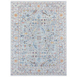Wool Floral Area Rug in Blue/Orange