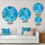 Turquoise, vagues de marbre fluides - cercle moderne en métal, art mural-68851369