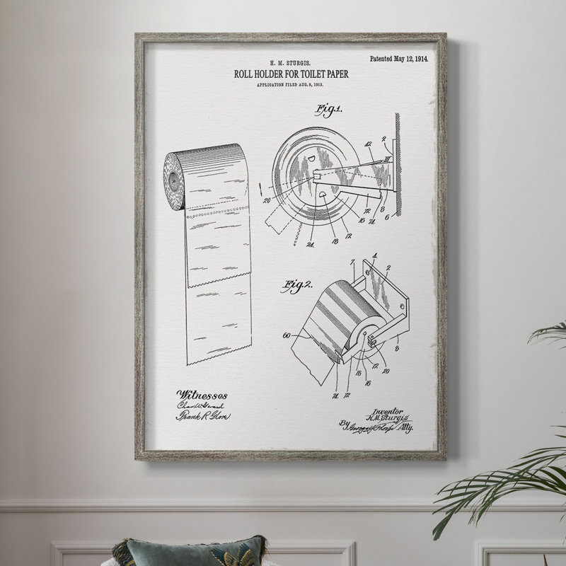 Papier hygiénique, brevet III, reproduction encadrée - bois massif